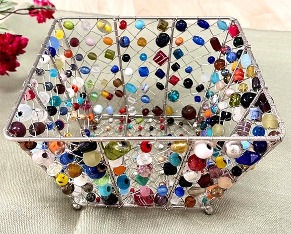 Beaded Basket - Armadilla Wax Works Candle Store