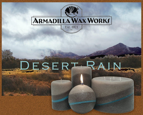 Desert Rain Scented Pillar Candle - Armadilla Wax Works Candle Store