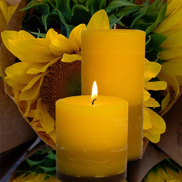 Sunflower Scented Pillar Candles - Armadilla Wax Works Candle Store