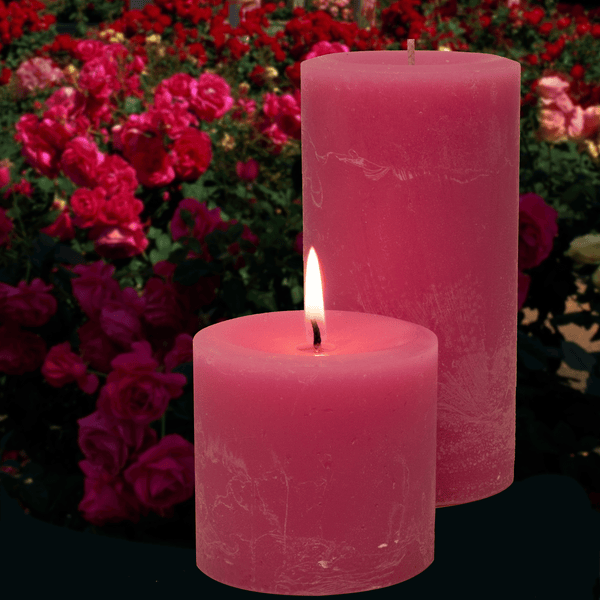 Garden Rose Pillar Candles - Armadilla Wax Works Candle Factory Store