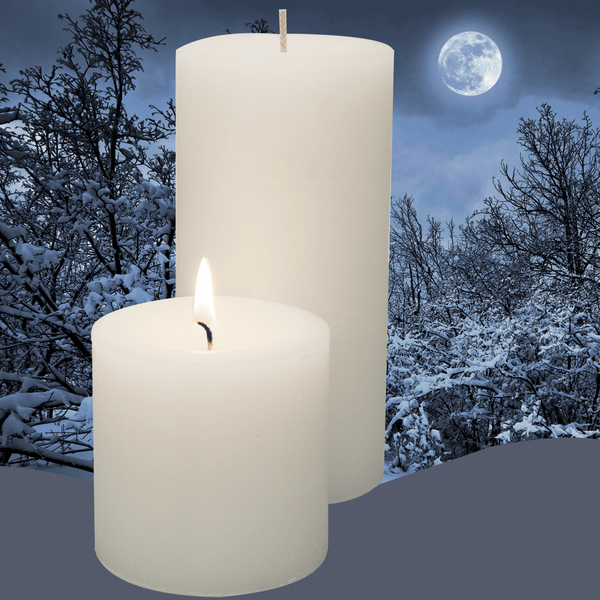 Snowy Night Pillar Candle - Armadilla Wax Works Candle Factory Store