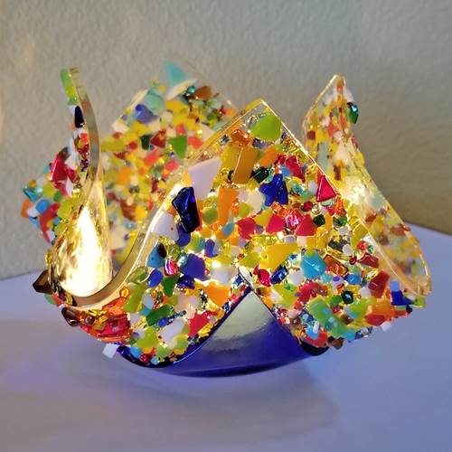Glassworks Fused Glass Votive Holders - Armadilla Wax Works Candle Store