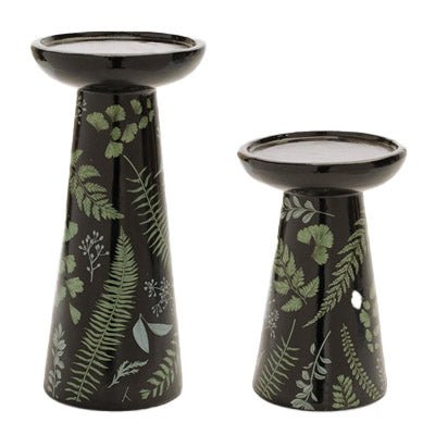 Dark Green with Ferns and leaves 10 inch tall PH. - Armadilla Wax Works Candle Store