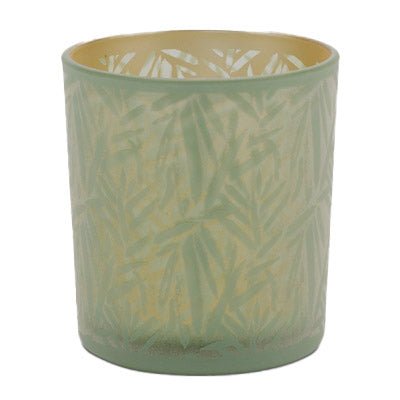 Frosted look with bamboo pattern. Votive Holder - Armadilla Wax Works Candle Store