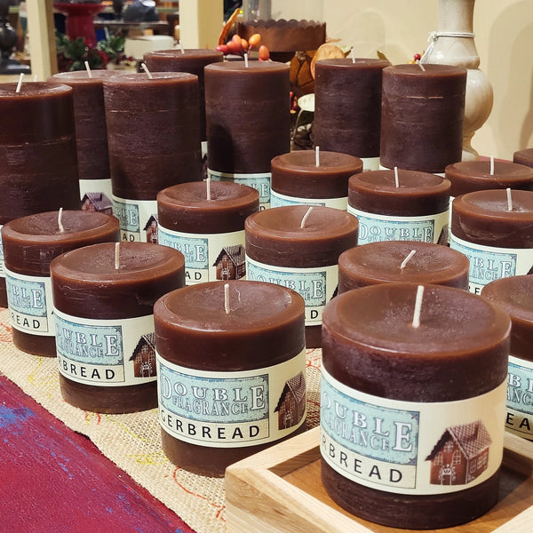 Gingerbread Scented Pillar Candle - Armadilla Wax Works Candle Store