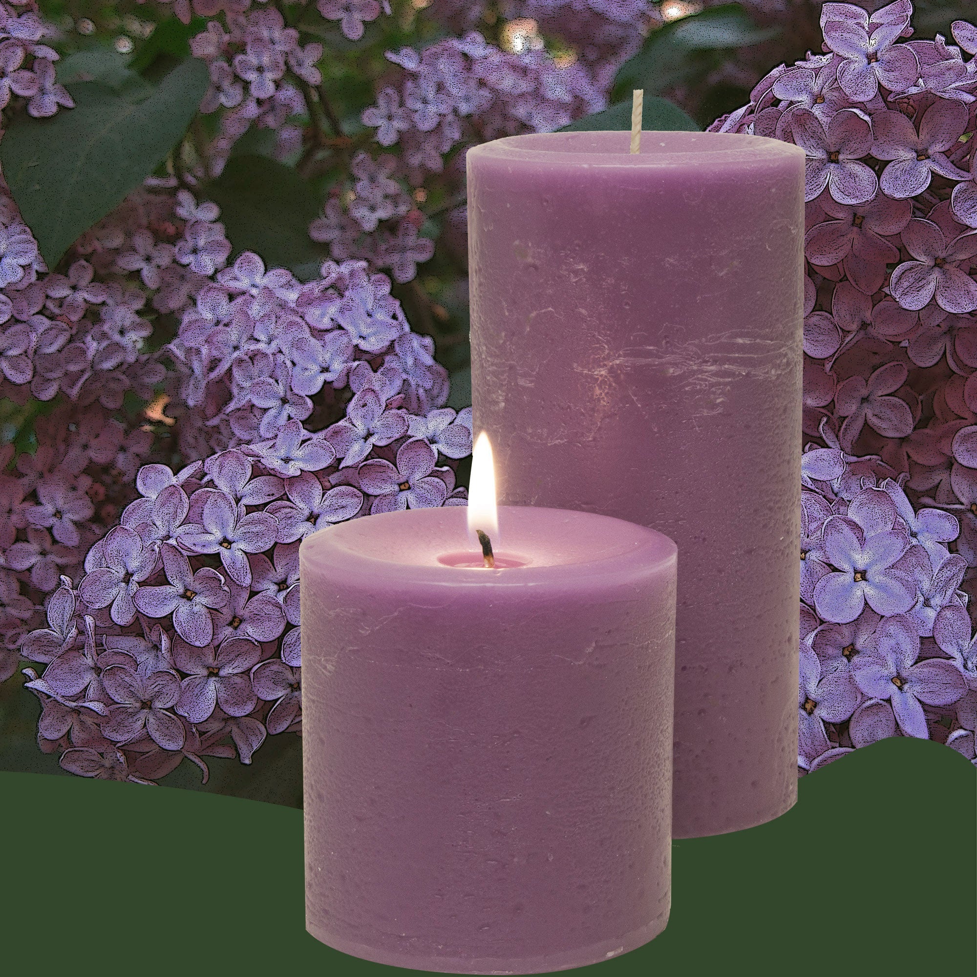 Lilac Scented Pillar Candles - Armadilla Wax Works Candle Store