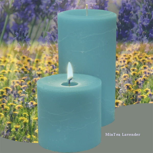 MinTea Lavender Scented Pillar Candle - Armadilla Wax Works Candle Store