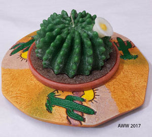 Large Cactus Candle and Ceramic Holder - Armadilla Wax Works Candle Factory Store