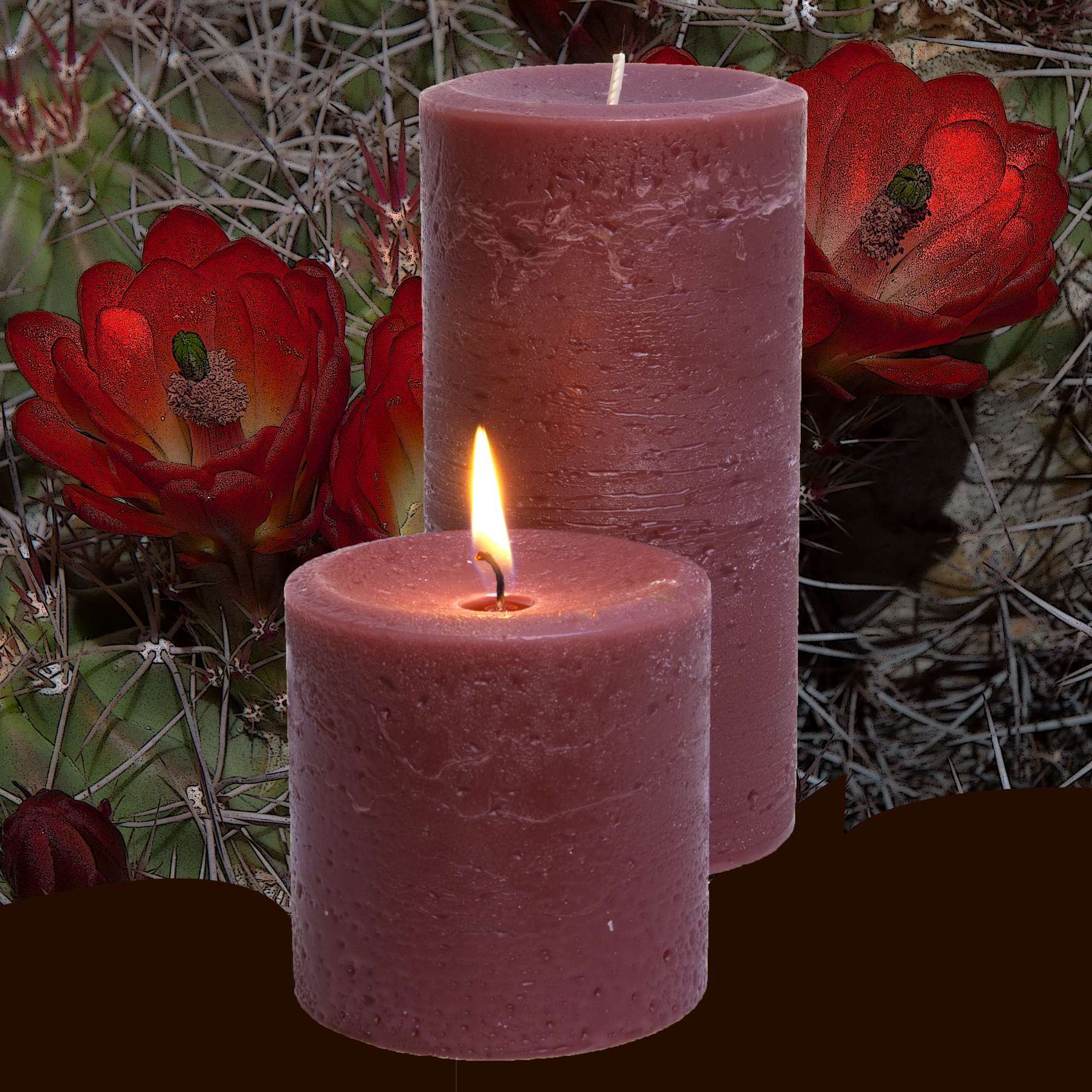 Cactus Flower Pillar candle - Armadilla Wax Works Candle Factory Store