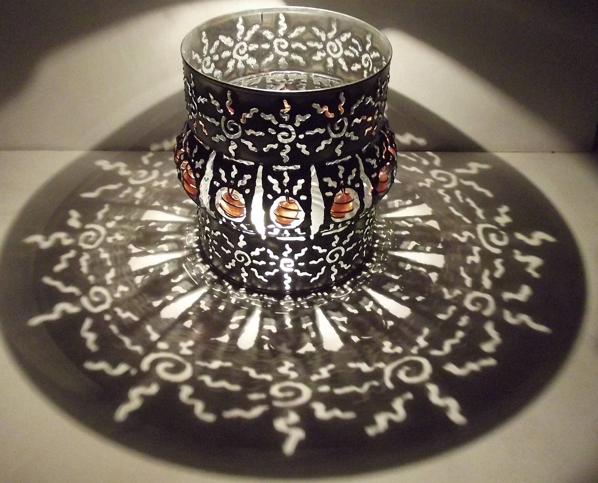 Cindy Wolf Hand cut Tin Luminaria with glass beads, SMALL. - Armadilla Wax Works Candle Store