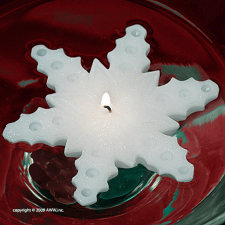 Floating: Snowflake Floating Candles, Large - Armadilla Wax Works Candle Factory Store