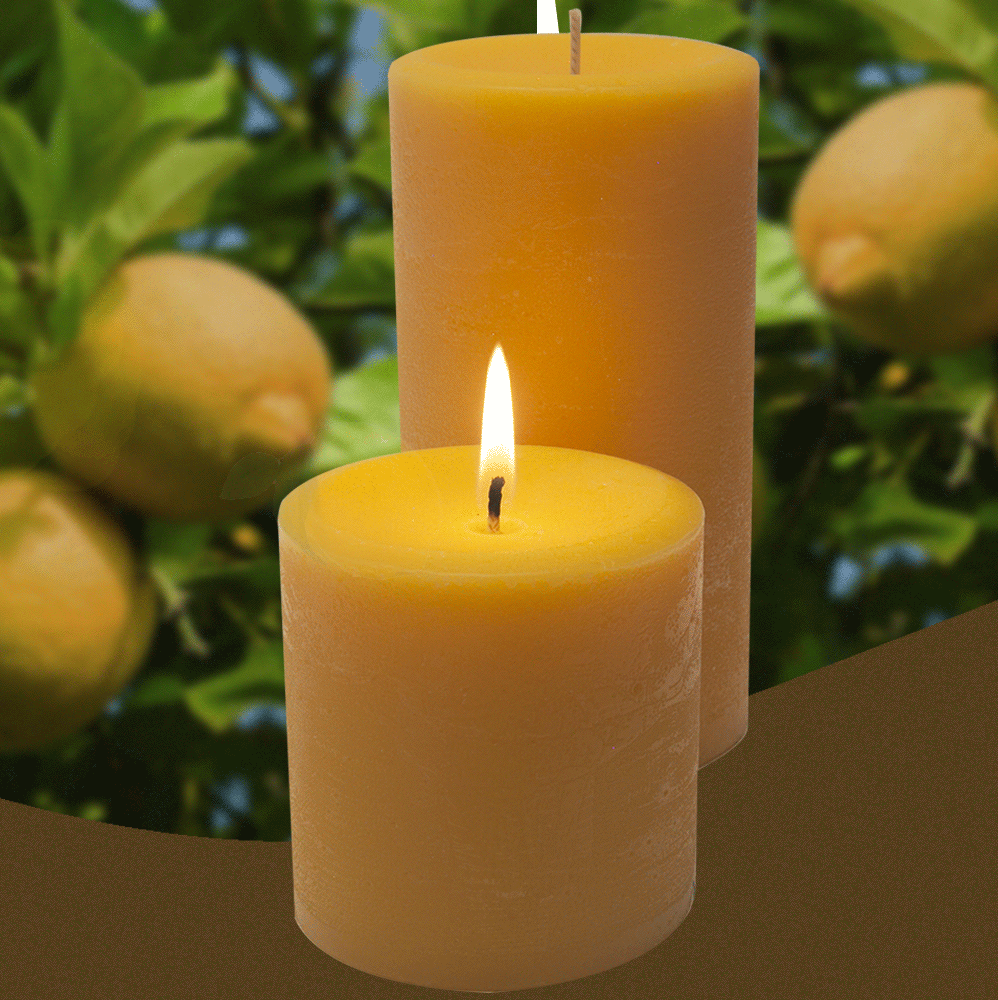 Lemon Drop Pillar Candle - Armadilla Wax Works Candle Factory Store