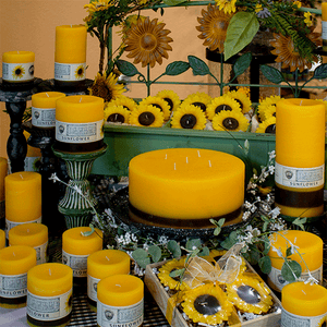 Sunflower Pillar Candle - Armadilla Wax Works Candle Factory Store