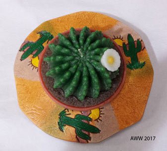 Large Cactus Candle and Ceramic Holder - Armadilla Wax Works Candle Store