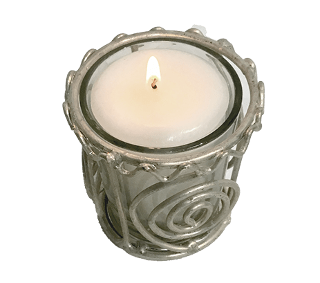 Silver swirl votive holder - Armadilla Wax Works Candle Store